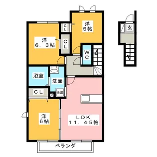 パークハイム美咲 A【2階】の間取り