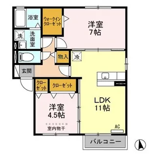 新潟県新潟市秋葉区川口【アパート】の間取り