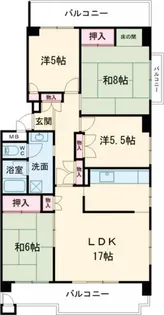 清新南ハイツ12号棟【8階】の間取り