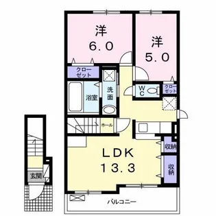 ペア オーチャードA【2階】の間取り