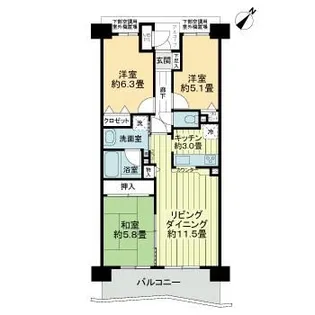 ライオンズマンション千葉グランドタワー【16階】の間取り