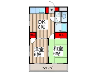 入間市駅 徒歩14分 2DK RC造【1階】の間取り