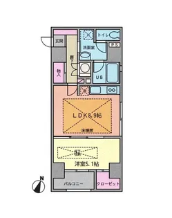 ルジェンテリベル日本橋浜町【8階】の間取り