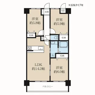 エトワール神道寺【5階】の間取り