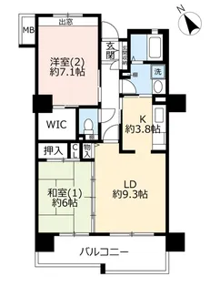 URアートヒル高根台【6階】の間取り