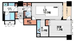 ブランズタワー大阪備後町【19階】の間取り