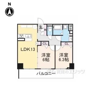 サンスクリット西大寺【6階】の間取り