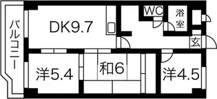 マンションブリッジ(ハシモトビル)【6階】の間取り