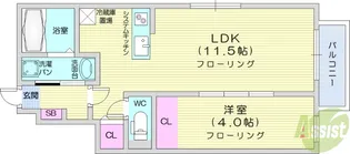 アステラス八乙女【1階】の間取り