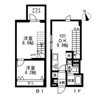 NOZOMIO祐天寺【1階】の間取り