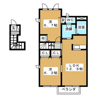 フルール・ブランシェE【2階】の間取り