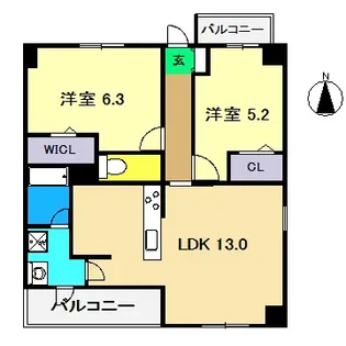 アーバンハイツ旭駅前【5階】の間取り