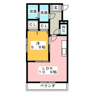 カムズエイト【2階】の間取り