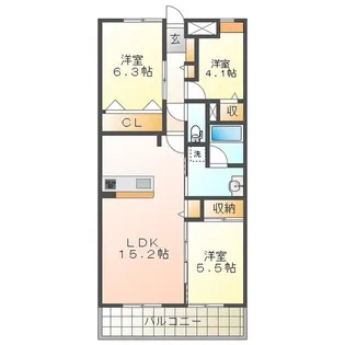 JMU久居社宅F棟【3階】の間取り