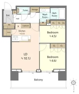 2LDKの間取り画像