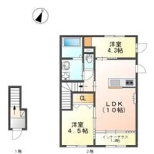 パレス北野【1階】の間取り