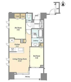 ミリアレジデンス中野坂上【6階】の間取り