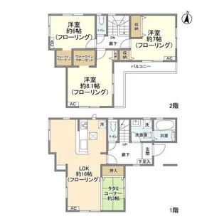 埼玉県鶴ヶ島市大字下新田【一戸建】の間取り