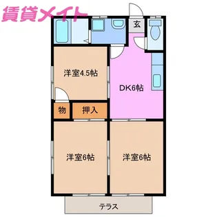 デリラ白塚B【1階】の間取り