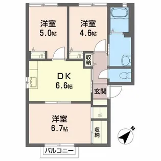 タウンハウスグリーンB【2階】の間取り