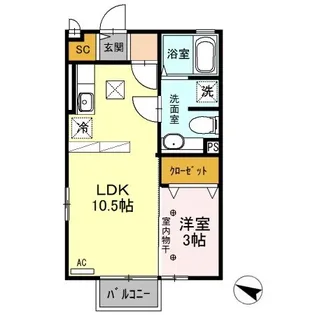 ミリュー・ヴィラージュ【1階】の間取り