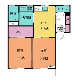 サニーハイツK A棟【2階】の間取り