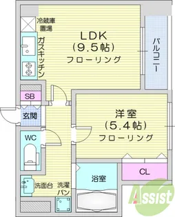 県庁前レジデンス【9階】の間取り