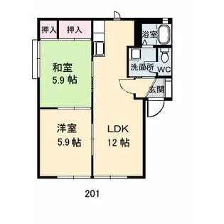 Uハイツアベニール【1階】の間取り