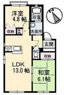 サンライフ東塚 A棟【1階】の間取り