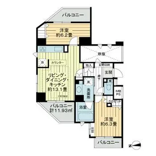 ライオンズステージ仙台堀川公園【6階】の間取り