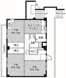 ビレッジハウス亀井野1号棟【4階】の間取り