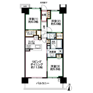 シティテラス小金井公園 B【5階】の間取り