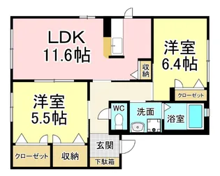 メゾンド・サンパティーク B棟【1階】の間取り