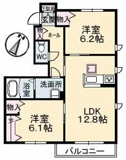シャーメゾン ウィステリア B棟【1階】の間取り