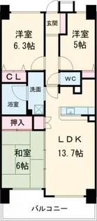 元今泉レジデンス【12階】の間取り