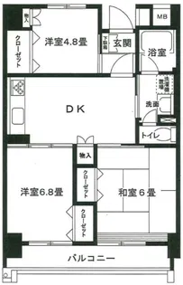越中島三丁目ハイツ1号棟【5階】の間取り
