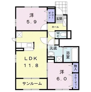 ヘーズ・グラース【1階】の間取り