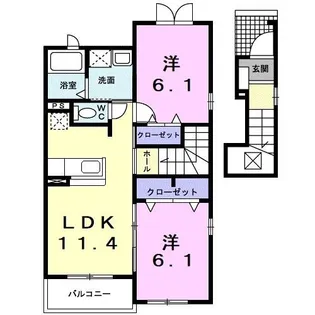 プラシードII【2階】の間取り
