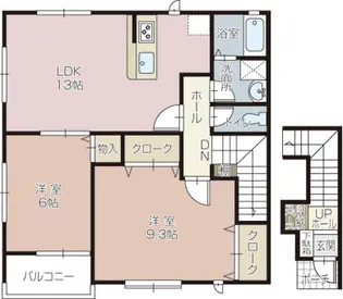 ヒルタウンみのわII【2階】の間取り