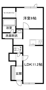 滝川市大町5丁目1LDKアパート築3年【1階】の間取り
