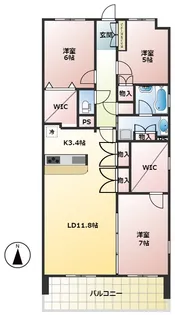 オハナ茅ヶ崎ガーデニア【7階】の間取り