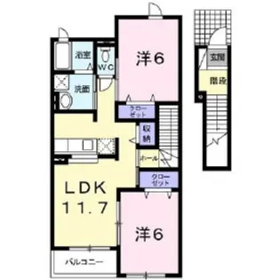 プレイスI【2階】の間取り