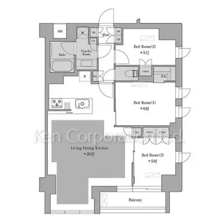 Brillia ist 池尻大橋【6階】の間取り