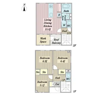 東京都府中市片町2【一戸建】の間取り