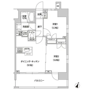 ラクラス幡ヶ谷【14階】の間取り