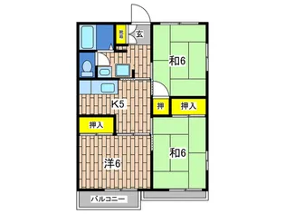 グリーンコーポ三ッ沢【2階】の間取り