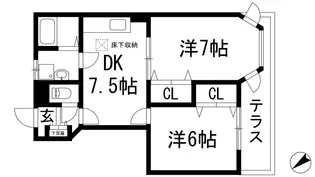 サンリットヒルD【1階】の間取り