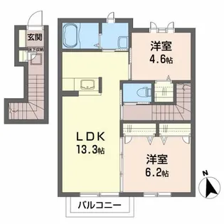 ベルエア高松A【2階】の間取り