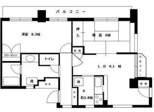 2LDKの間取り画像