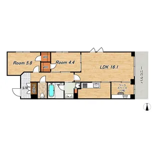 グランレブリー二条城東【2階】の間取り